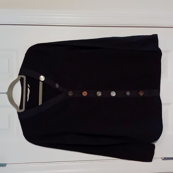 Soft Surroundings Delia Button Long Sleeve Top Black Size Petite Small - Picture 8 of 15